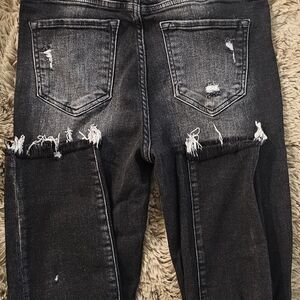 Black Skinny Distressed Jeans with Stretch